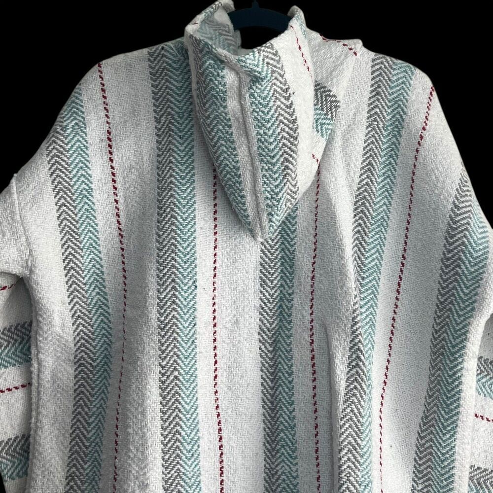 Baja Sol Textiles Adult XL Pullover Hoodie Baja Mexican Poncho Multicolor - Picture 10 of 11